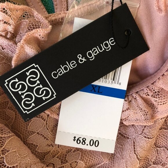 Elegant Cable & Gauge Lace Top - Pale Mauve XL - Picture 9 of 10